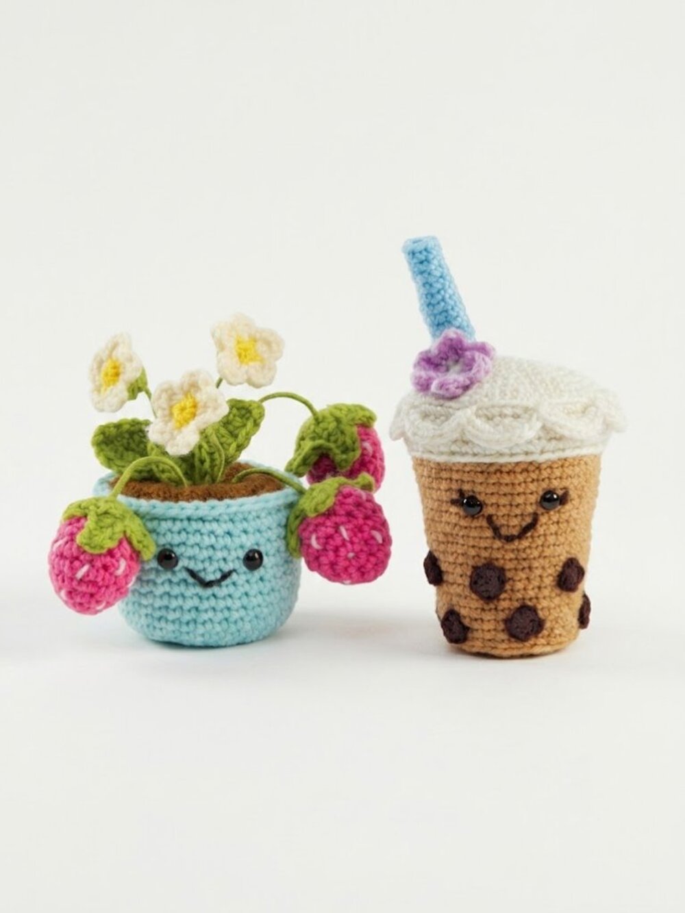 Loops & Threads® - Two Crochet Boba Tea & KAWAII Strawberry Kits